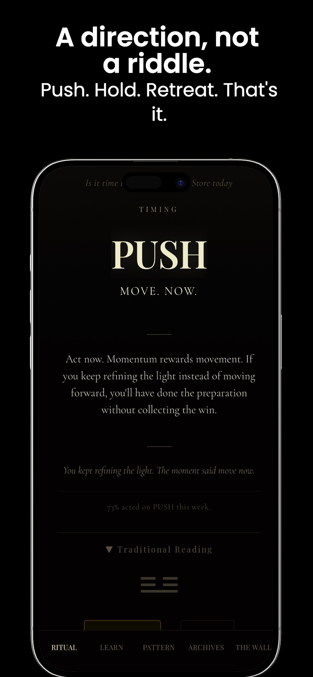 Shadow OS app showing one clear answer to your question