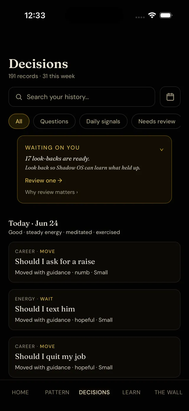 Shadow OS decision record