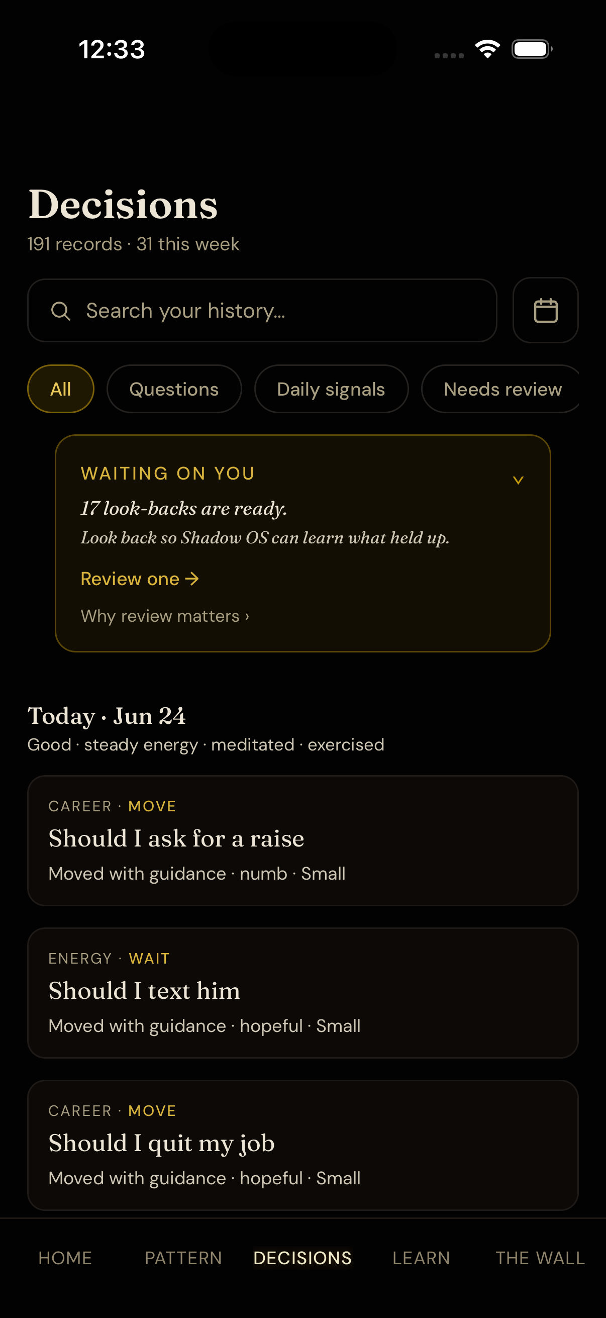 Shadow OS decision record