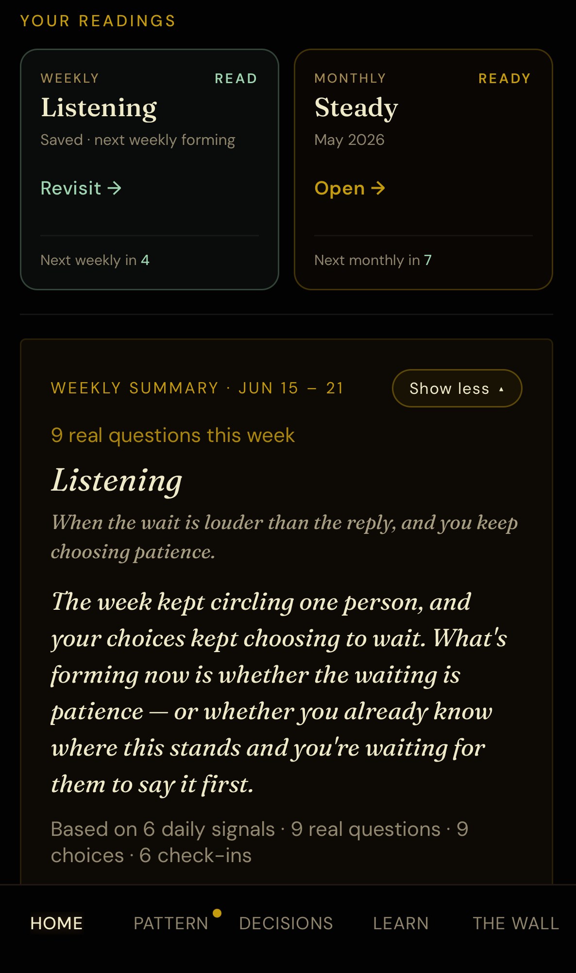 Shadow OS weekly pattern read